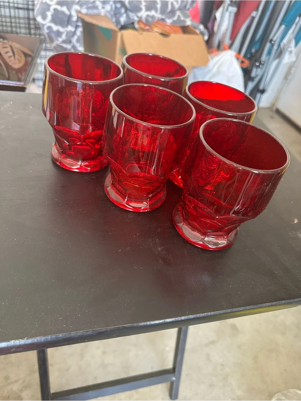 Source Unknown Deep Red Pressed Glass Tumbler Set - Home Accents